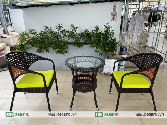 bàn ghế mây nhựa ban công nhỏ gọn
